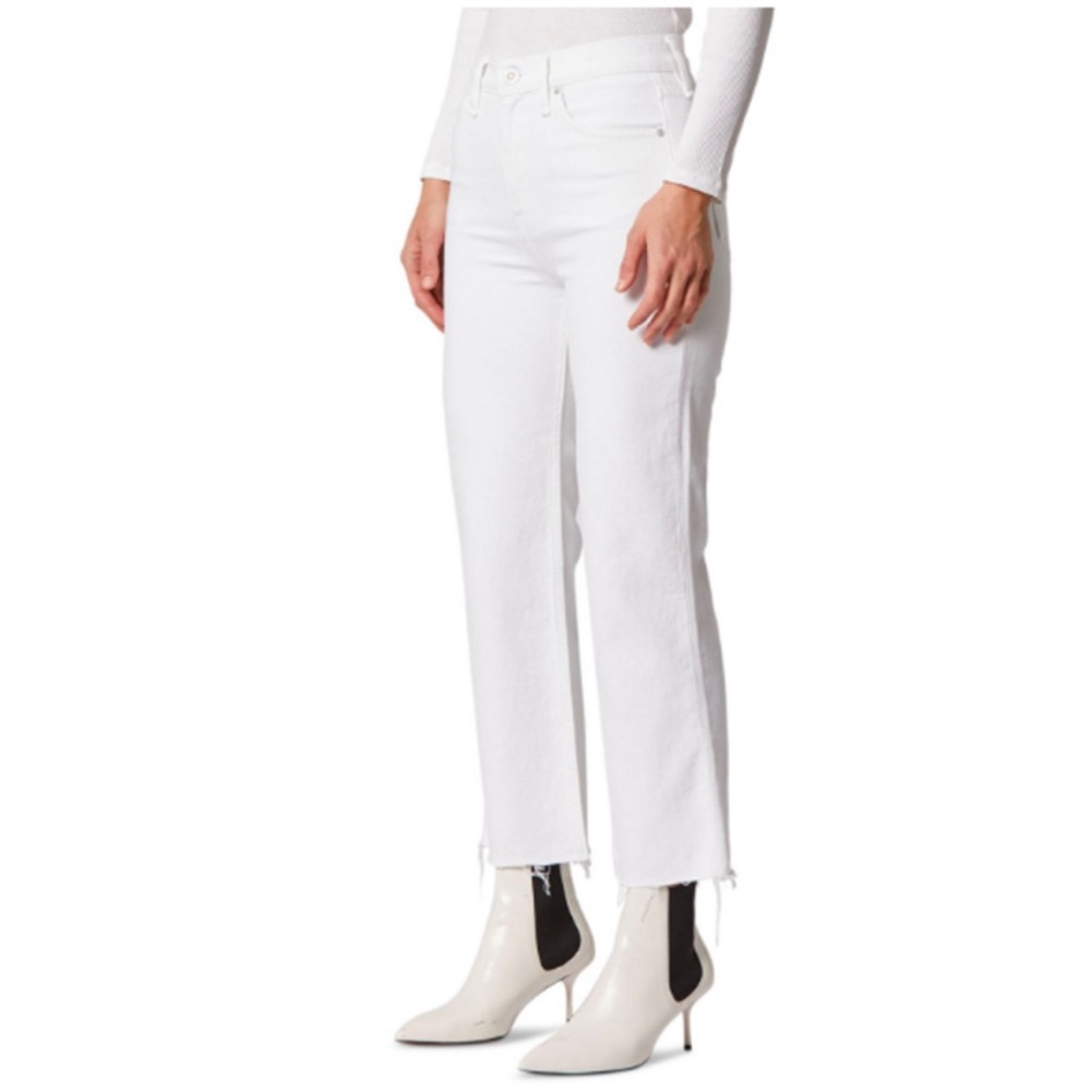Hudson Jeans White Cropped Ankle Straight Jeans
